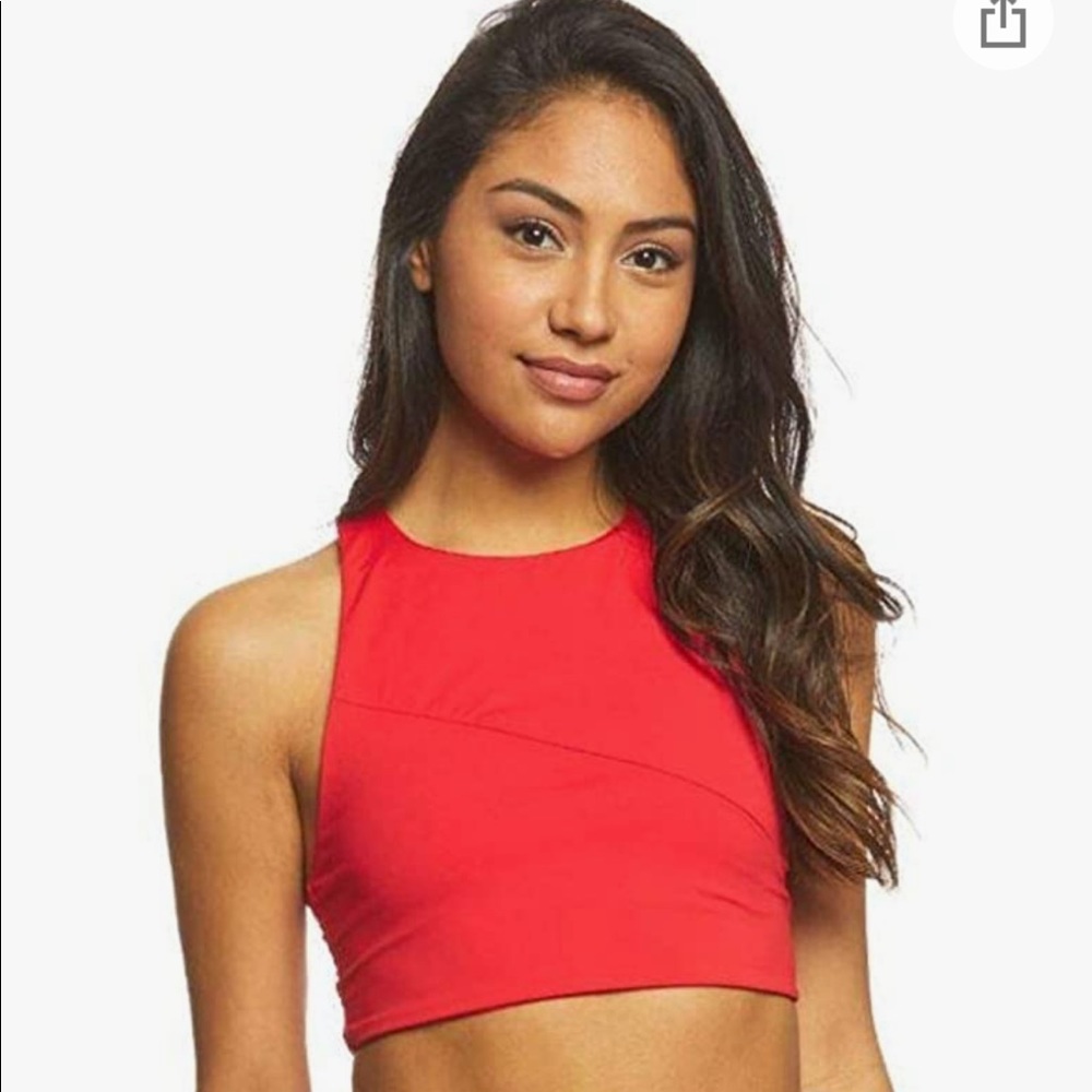 Volcom Bikini Top. Simply Seamless Crop. True Red.  Size Medium.